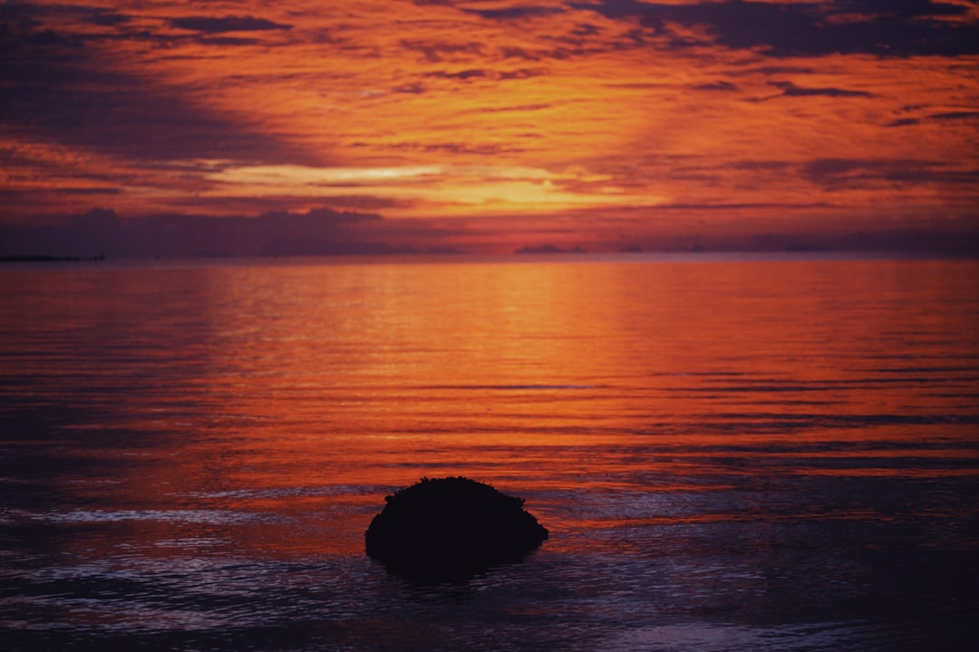 body of water during sunset