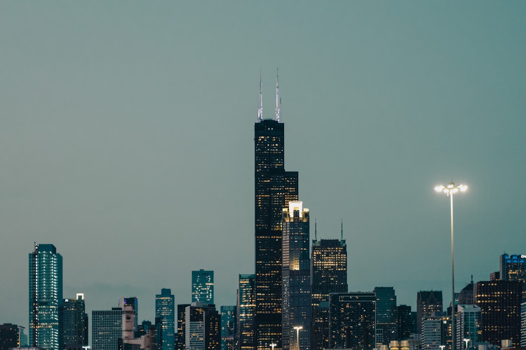 high rise buildings during night time