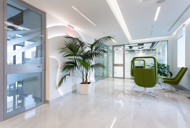 Planted Waiting Corner — commercial reception interior design