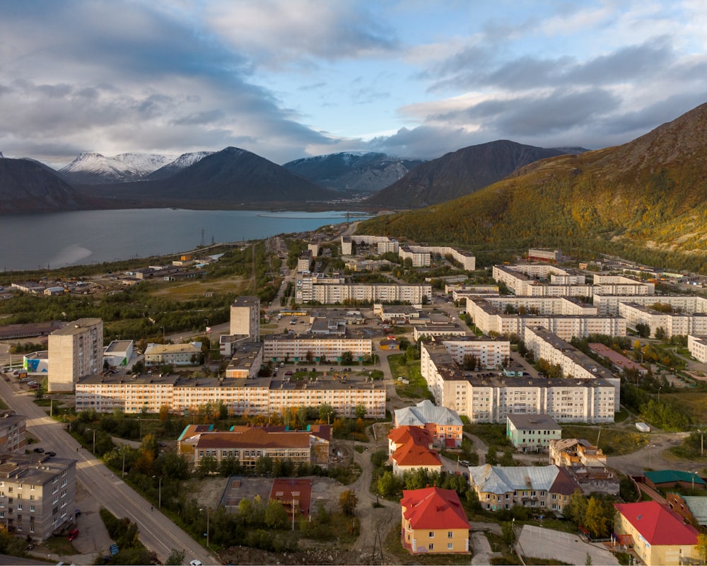 aerial view of city near mountain during daytime