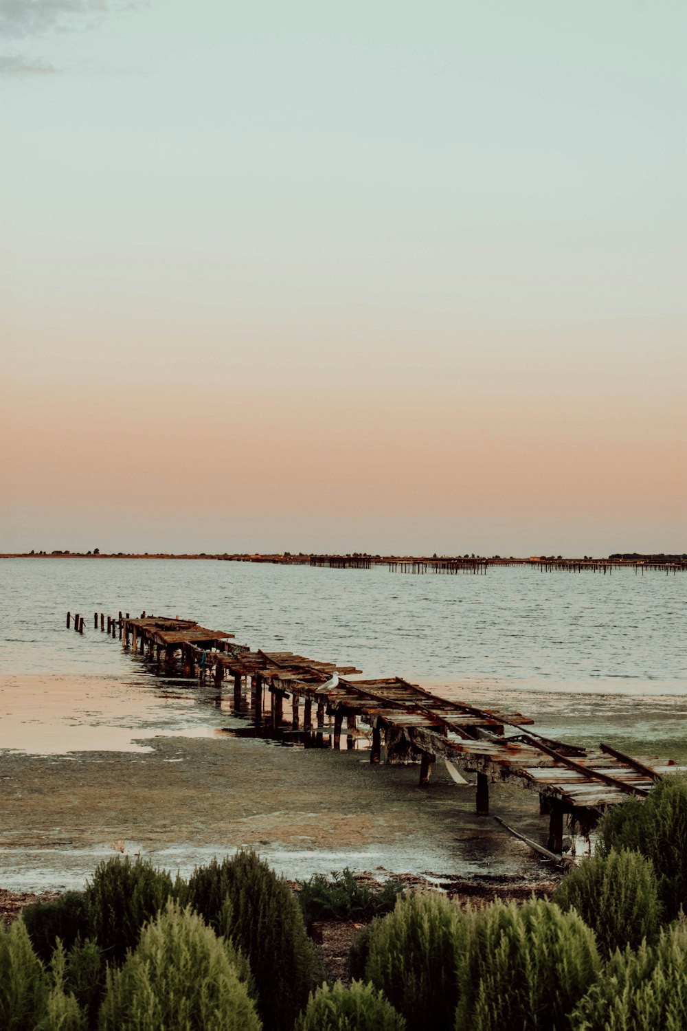 Muelle de madera marrón en el mar durante el día