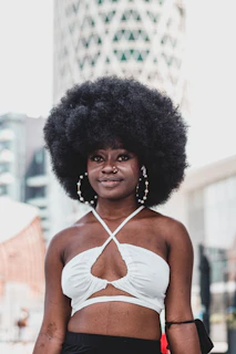 woman in white halter top