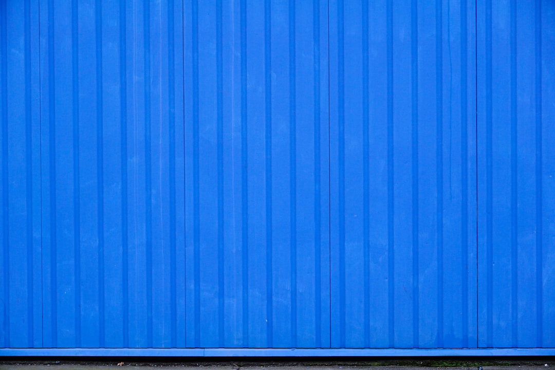 blue roll up door closed