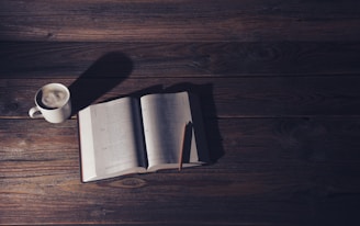 white book page on brown wooden table