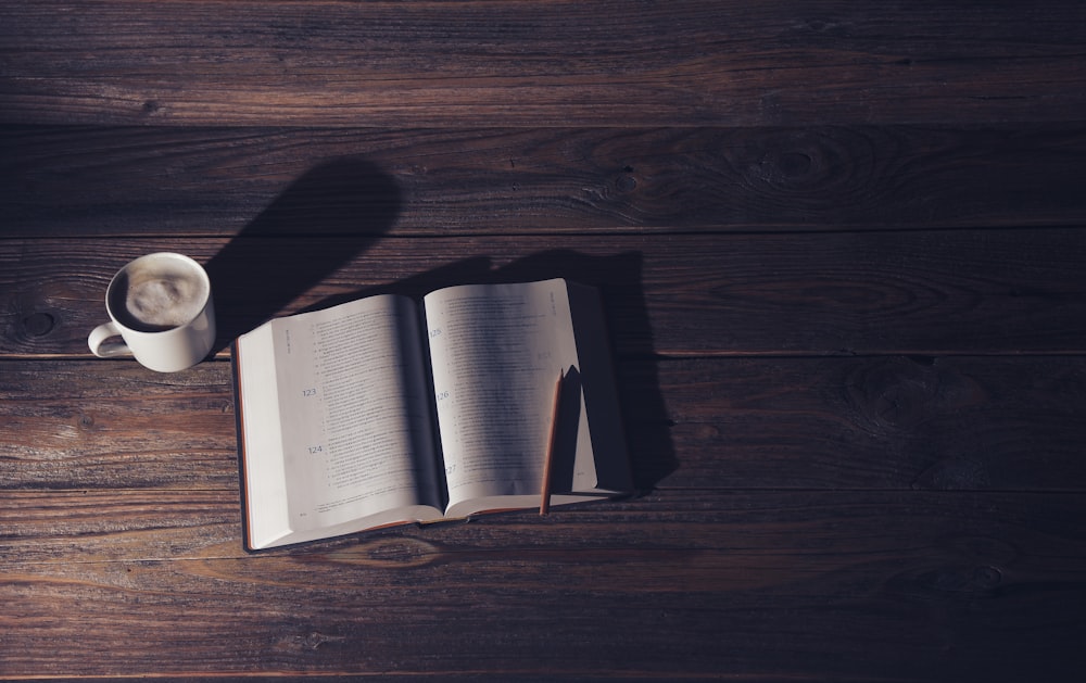 white book page on brown wooden table