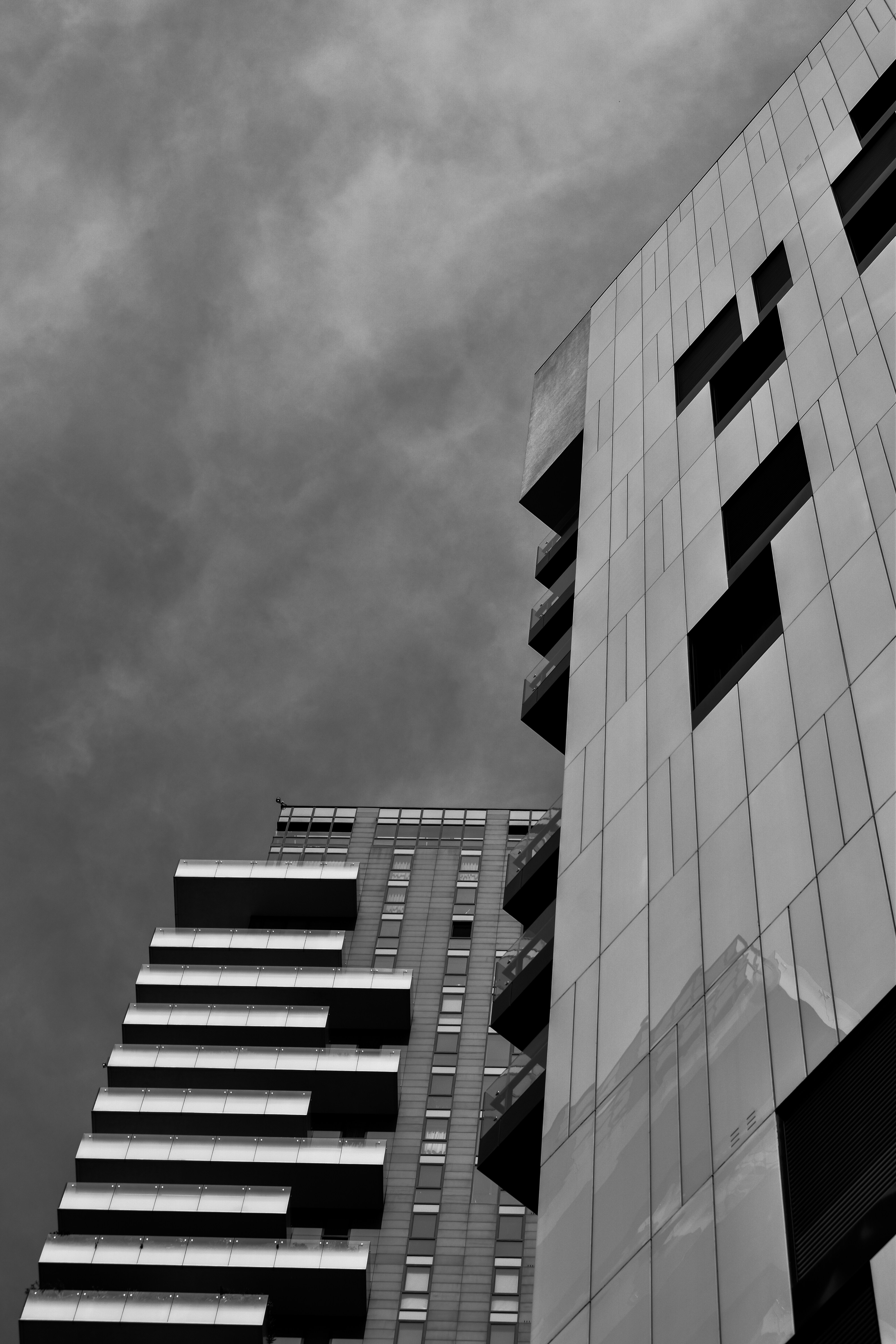 grayscale photo of concrete building