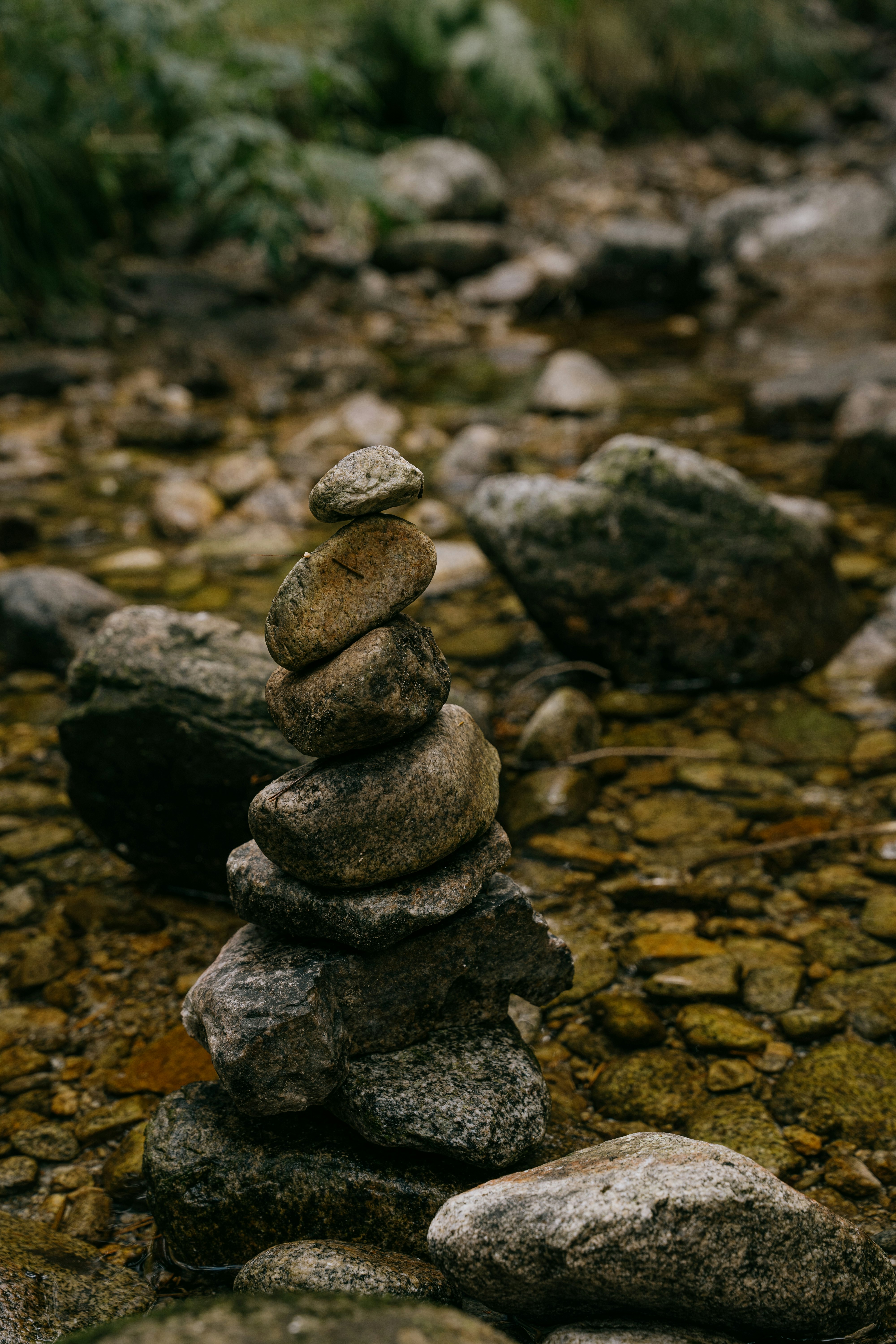 gray and black stone stack