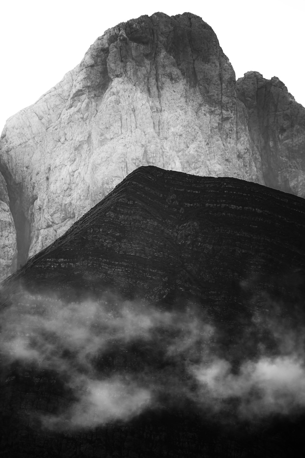 gray and white mountain with clouds