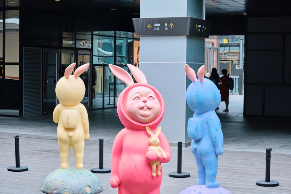 blue and pink animal statue