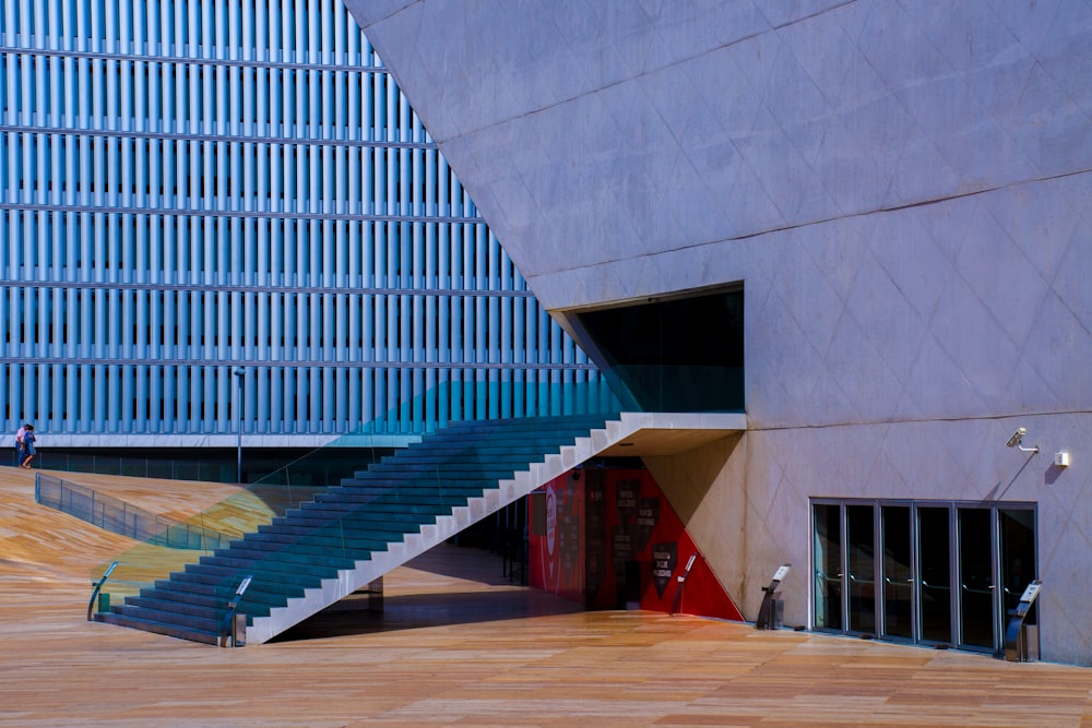 blue and white concrete building