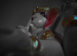 A close-up of a rugged elephant statue symbolizing strength and resilience.