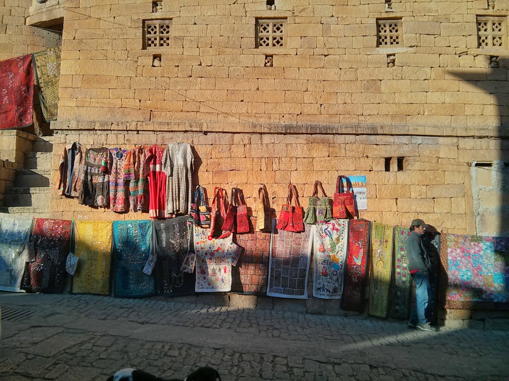 red and white plastic bags on wall