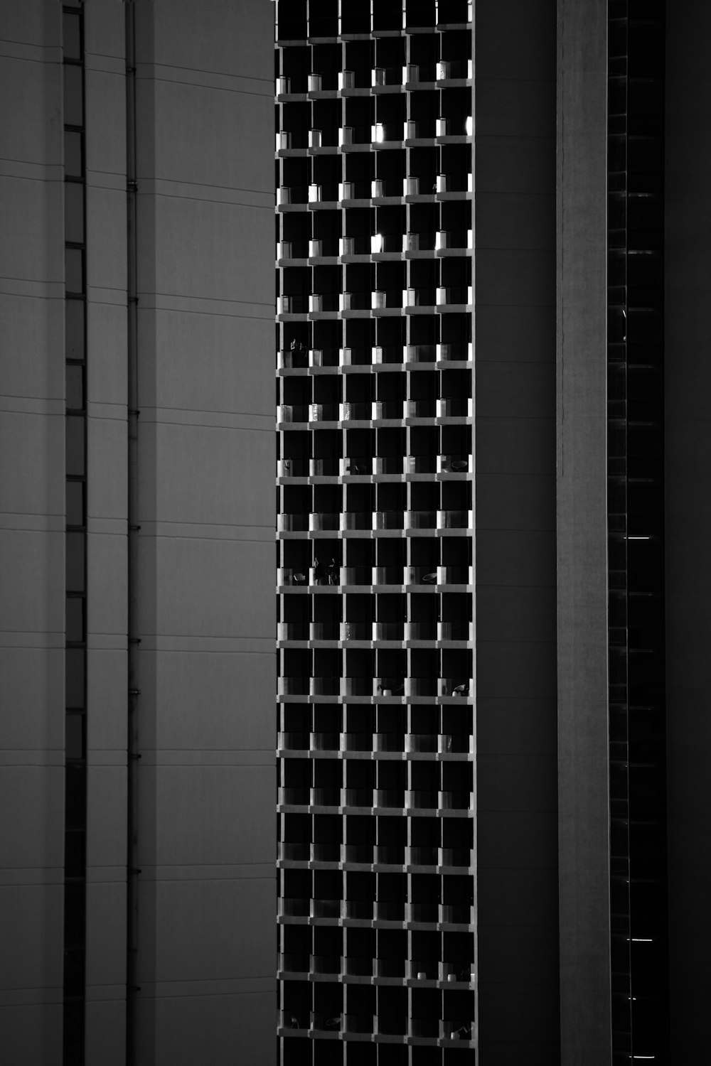 edificio murato in vetro bianco e nero