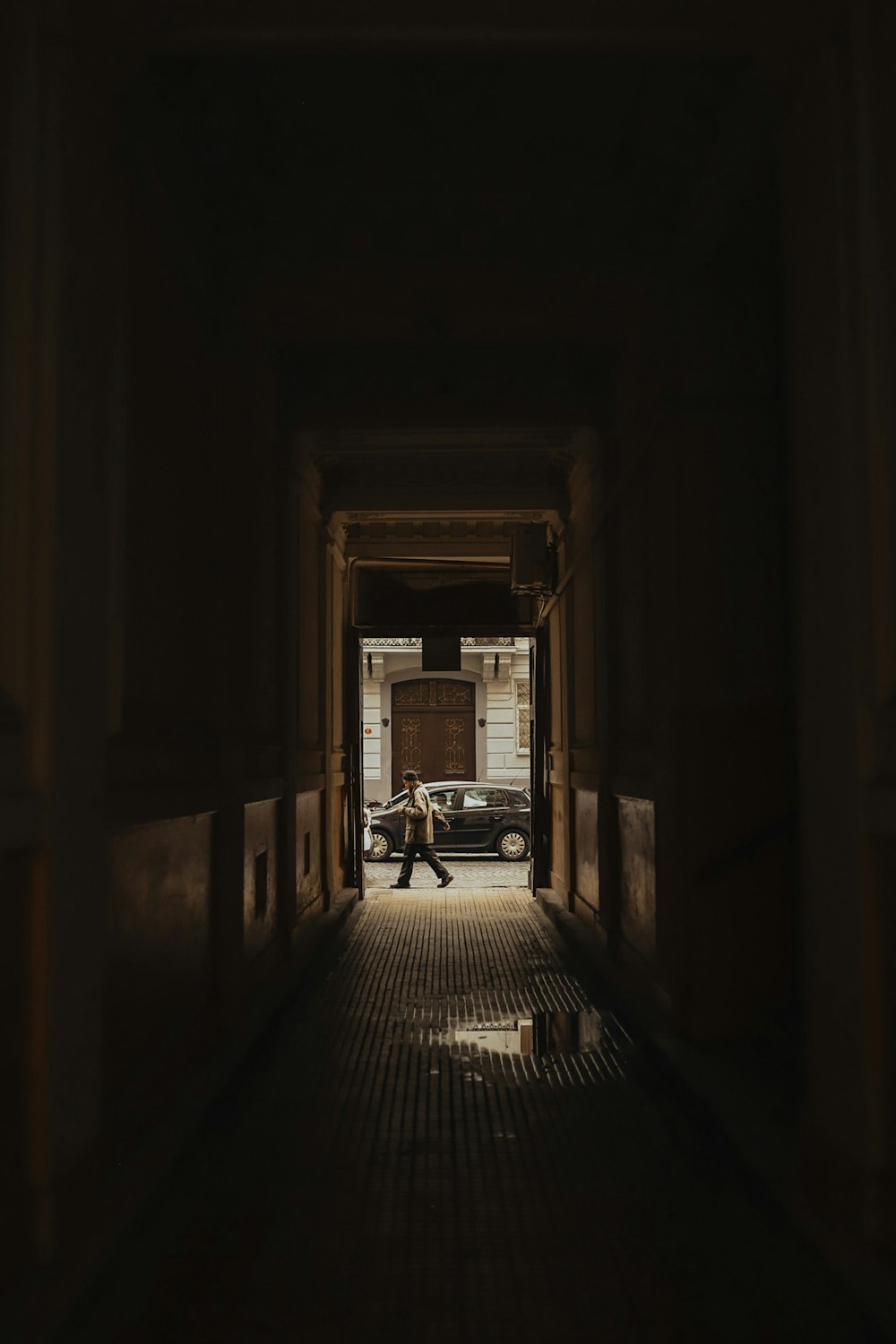 brown wooden door in a room