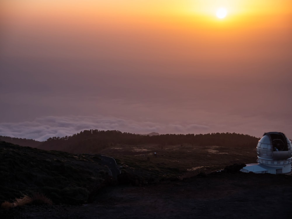 silhouette of mountain during sunset