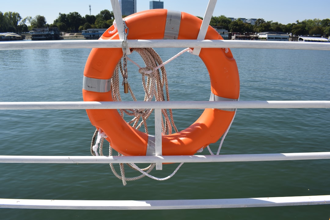 orange inflatable ring on pool