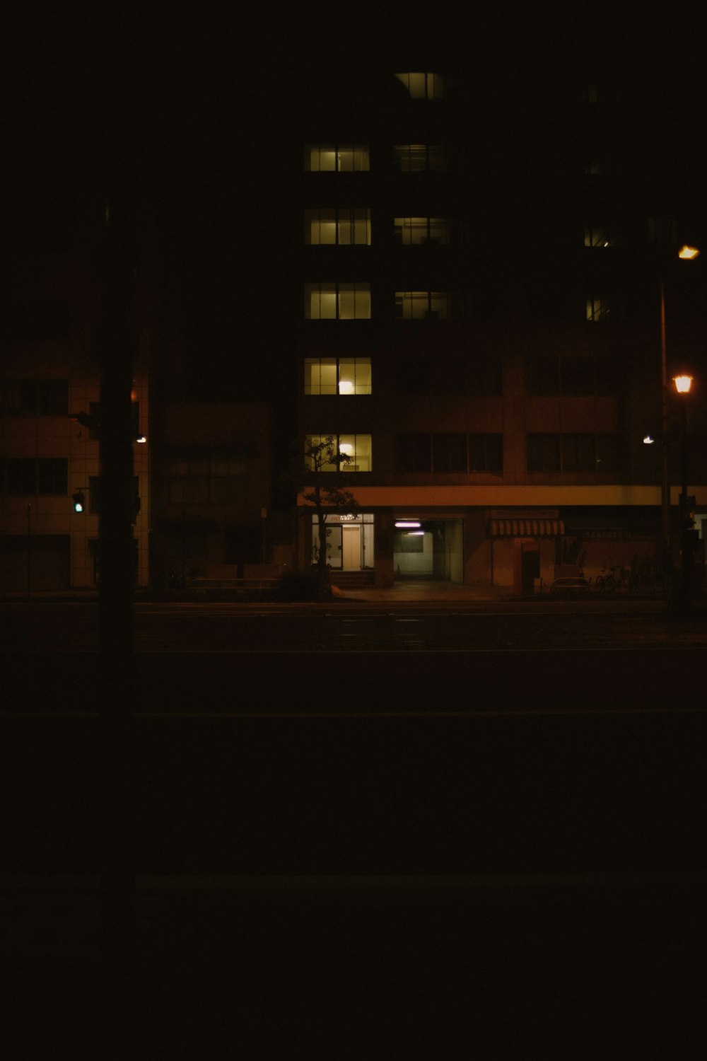 brown concrete building during night time