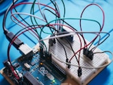 a close up of a board with wires attached to it