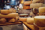 a bunch of cheese stacked on top of each other
