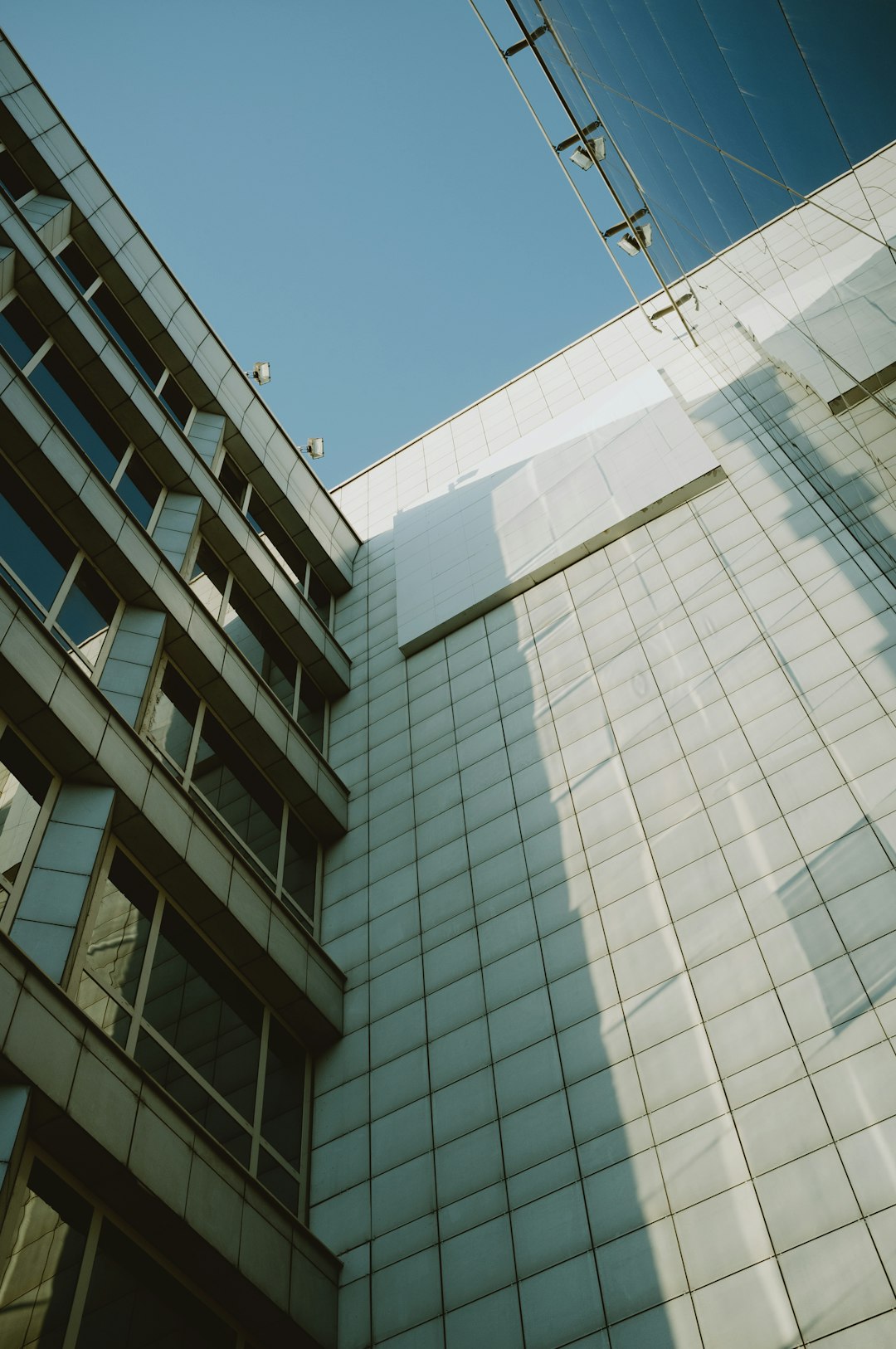 white and blue concrete building