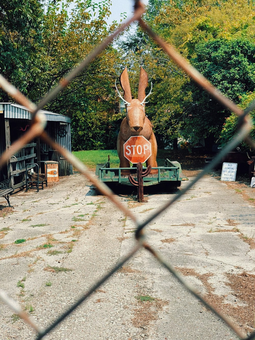 a picture of a stop sign with a bunny on it