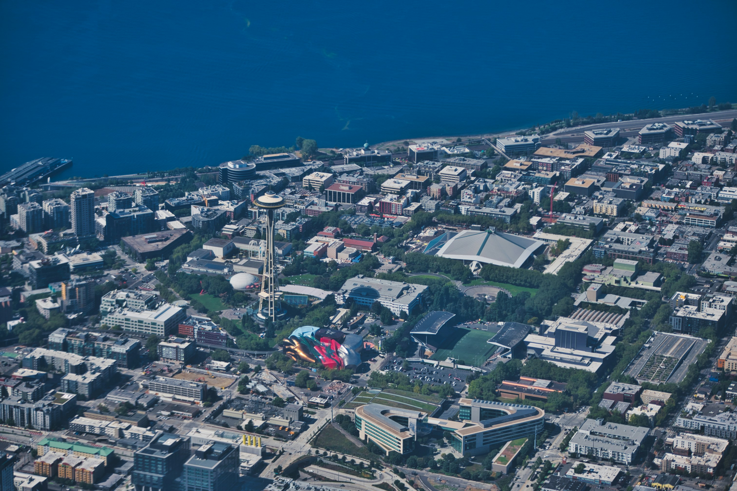 aerial view of city buildings during daytime, 