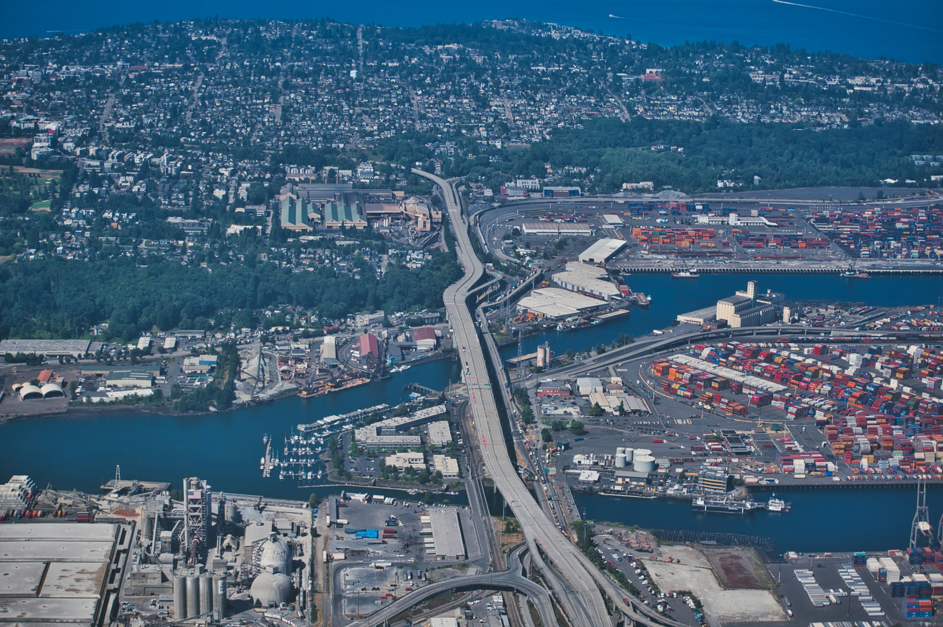 aerial view of city buildings during daytime, 