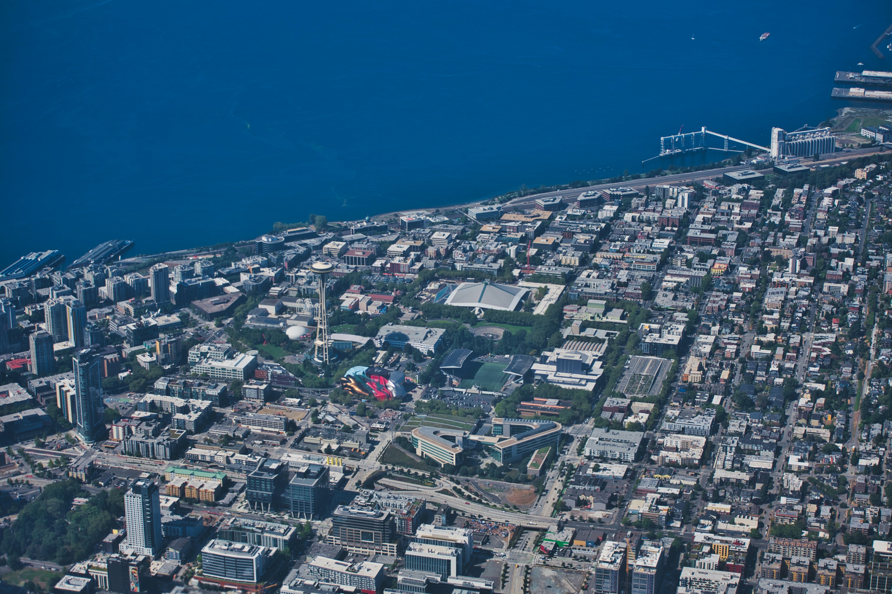 aerial view of city buildings during daytime, 