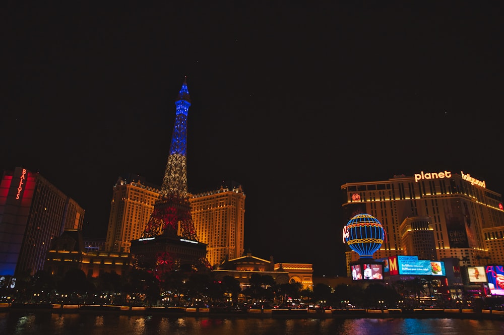 lighted tower during night time