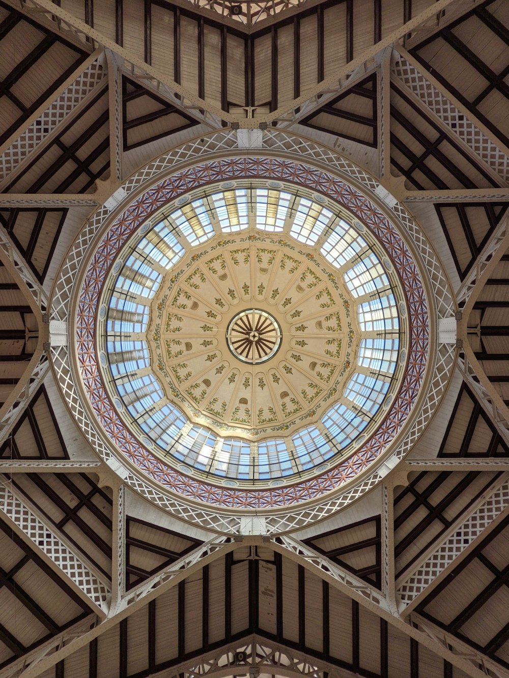 blue and brown floral ceiling