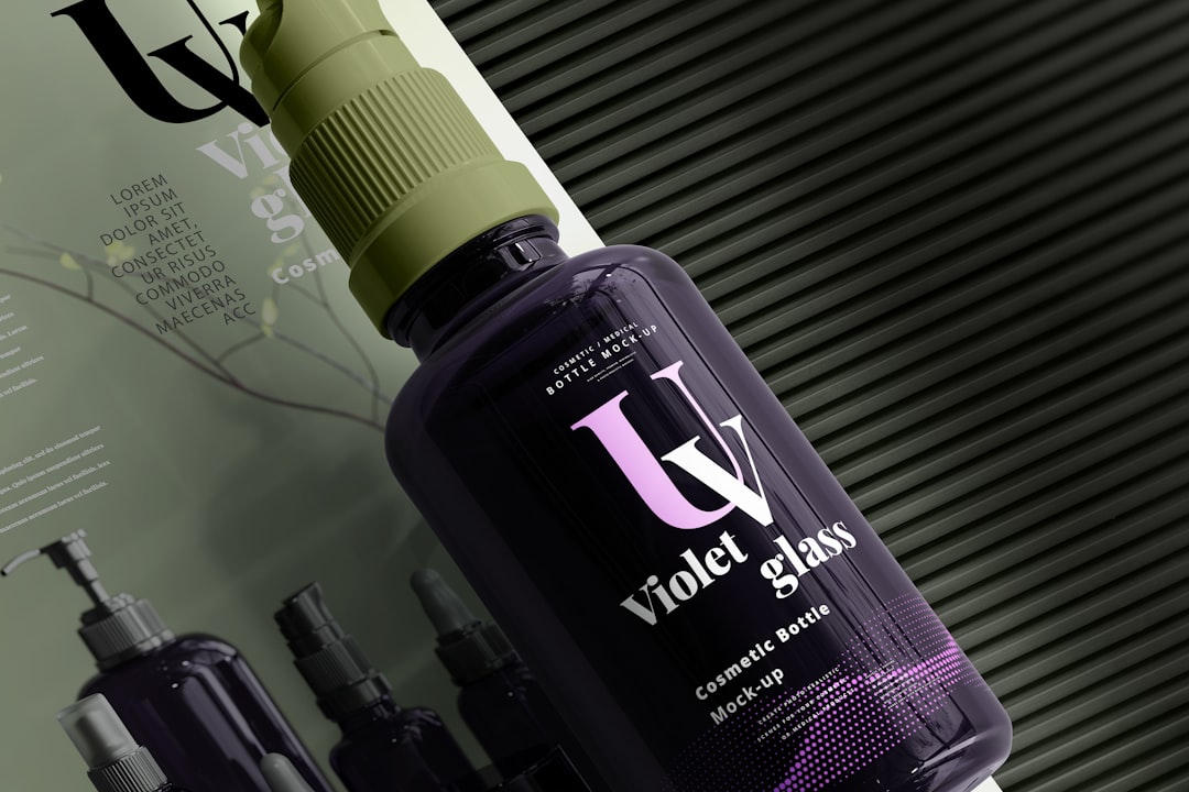 a bottle of volus cologne sitting on top of a table, UV glass mockups from uvglass.org