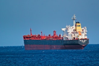 red and white cargo ship on sea during daytime