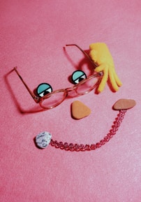 A collection of playful accessories displayed on a shelf.