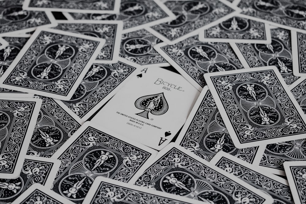 white and black playing cards