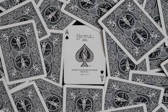 white and blue playing cards