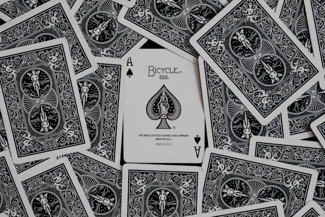 white and blue playing cards