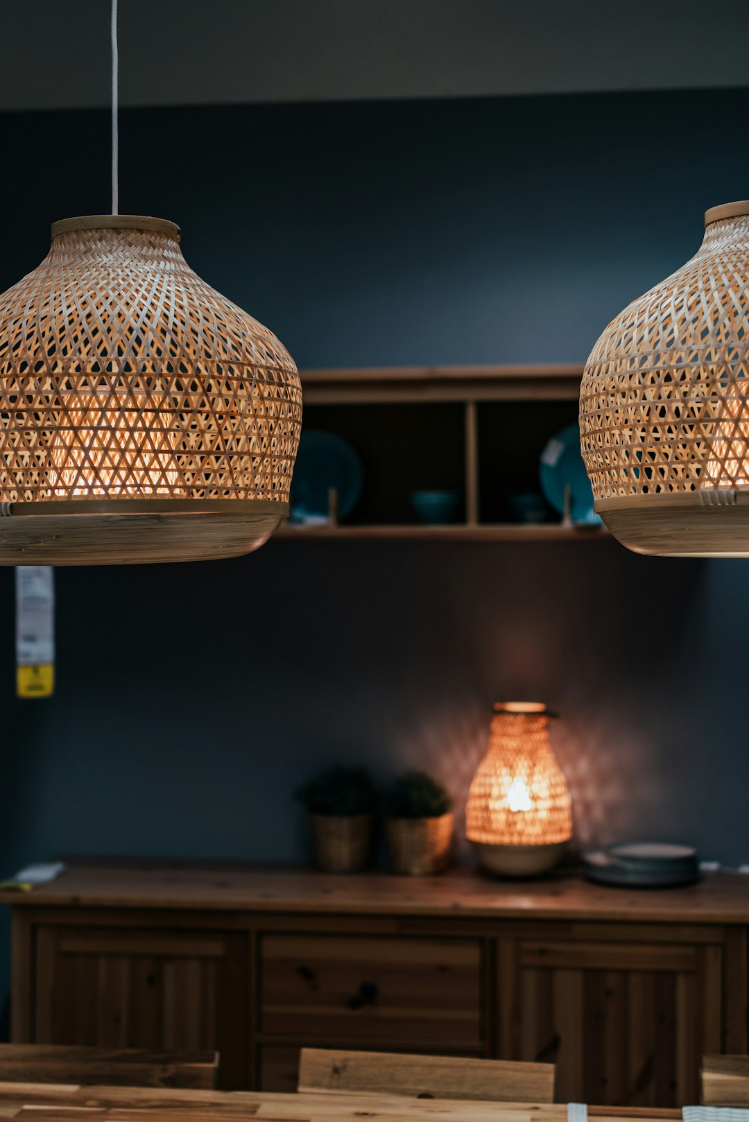 brown and white pendant lamp