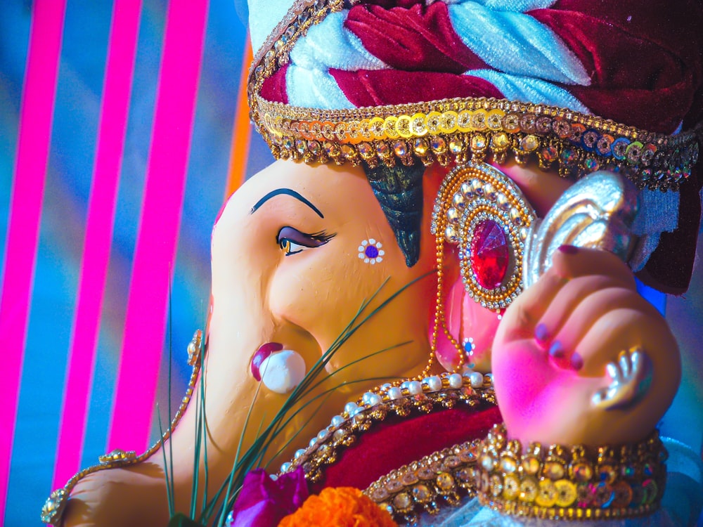 a close up of a statue of an elephant