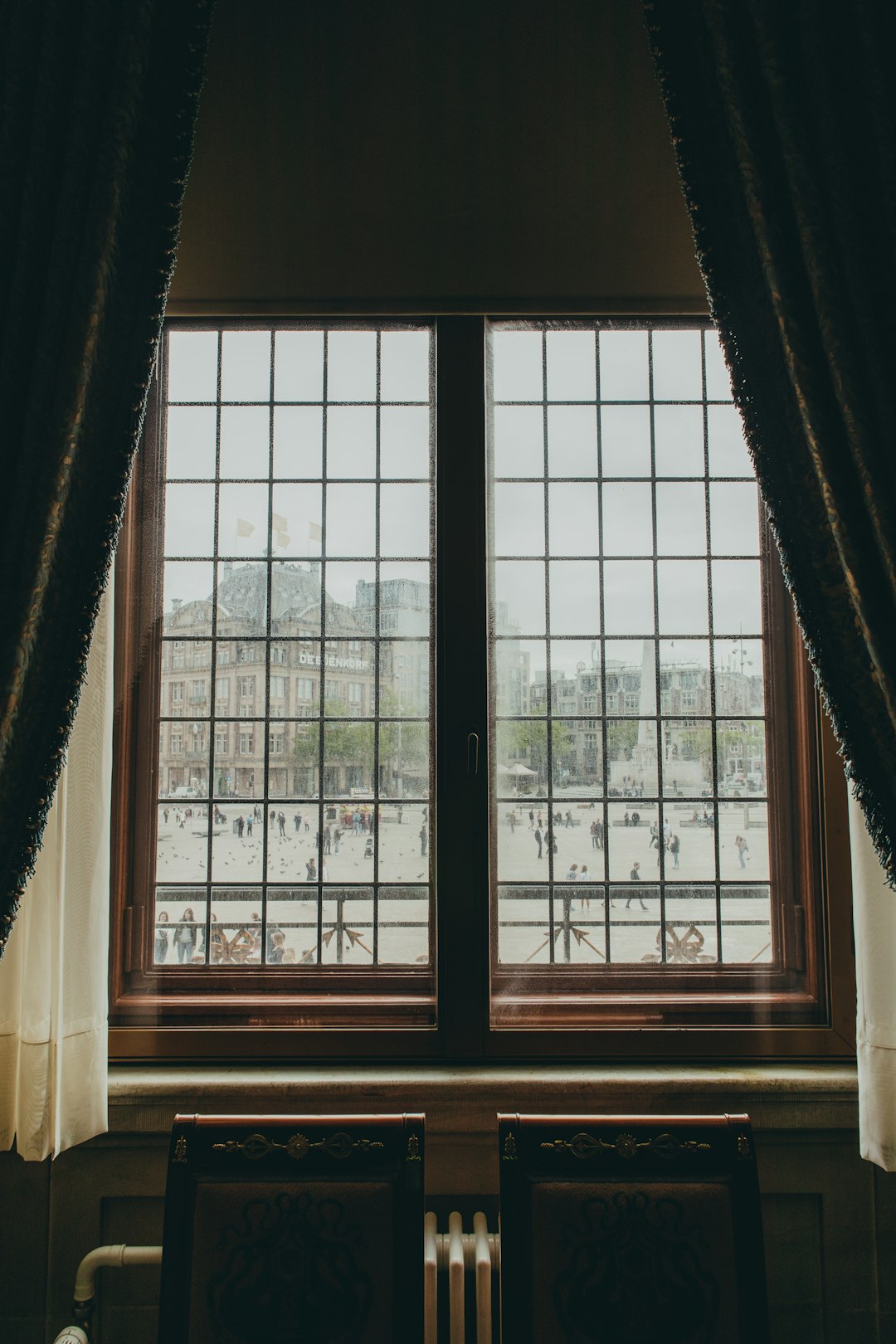 black wooden framed glass window