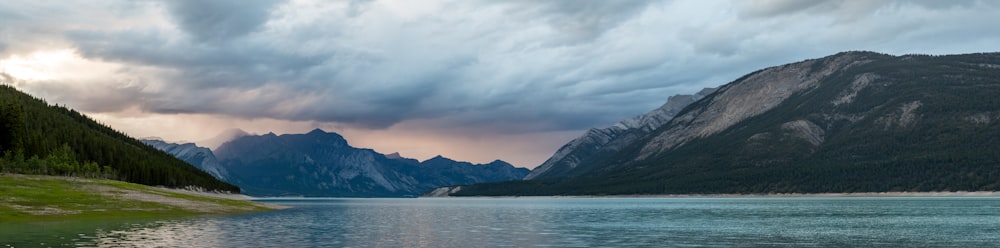 a large body of water surrounded by mountains