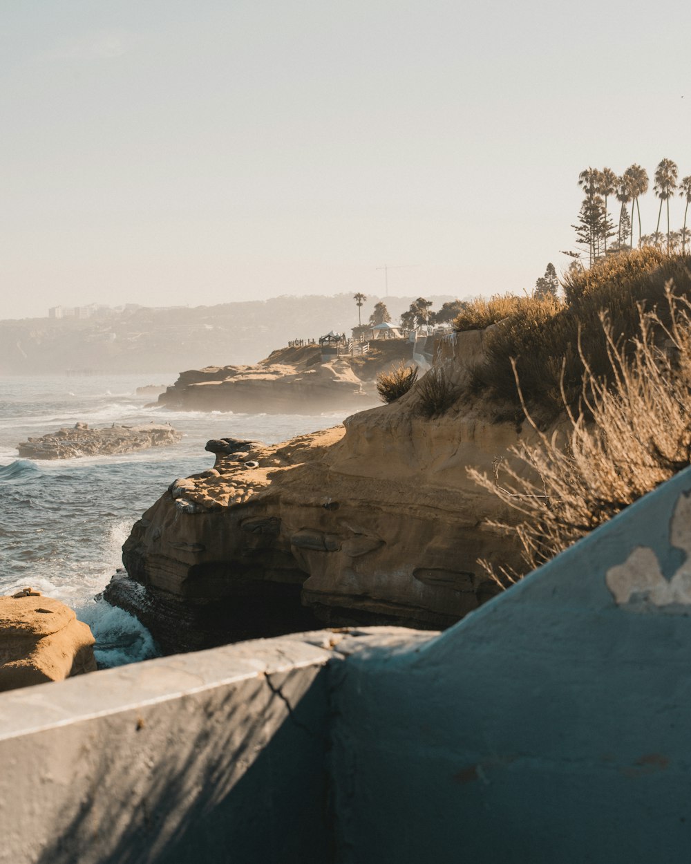 a view of the ocean from a cliff