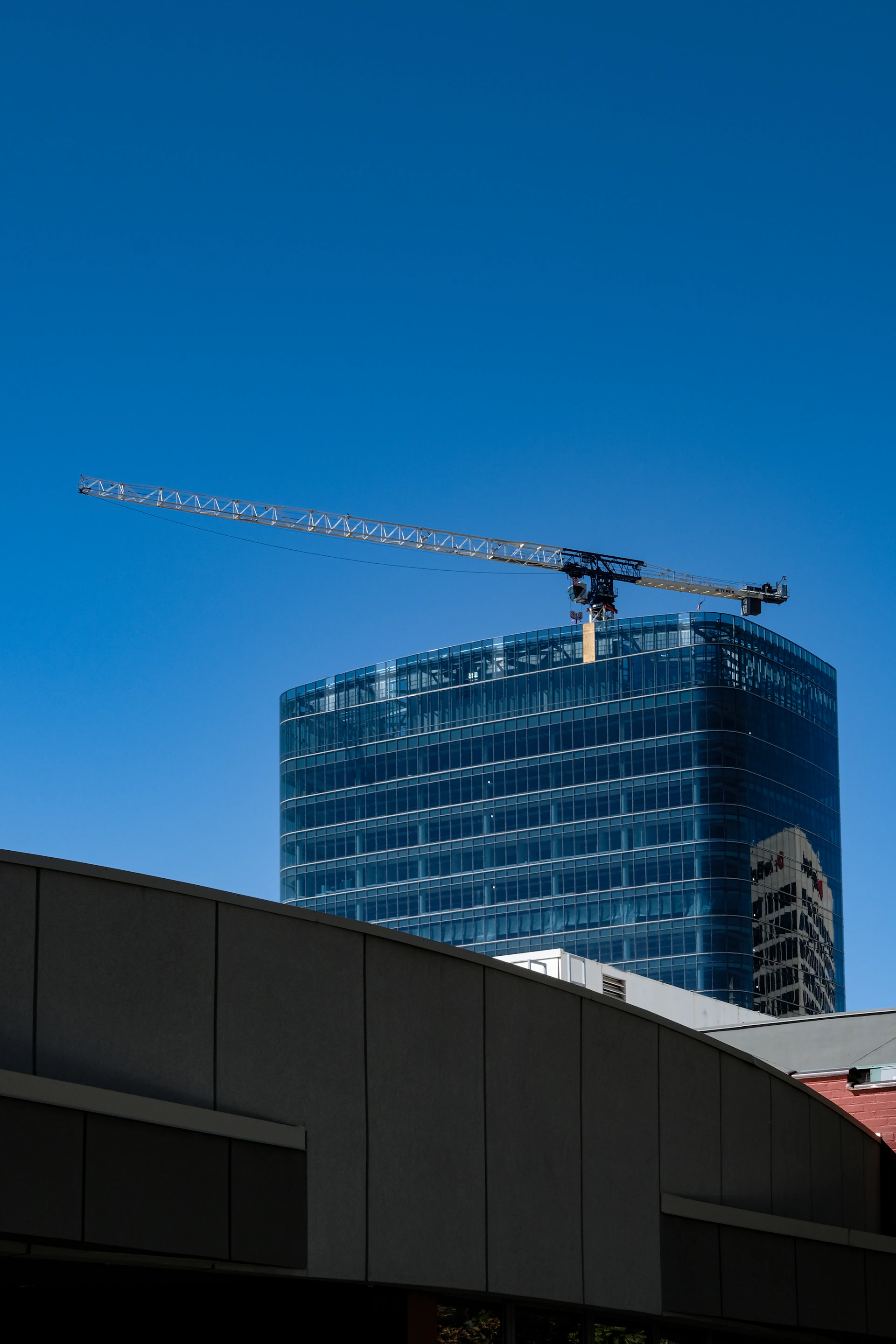 a building with a crane on top of it