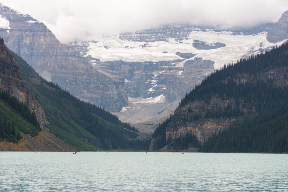 a large body of water surrounded by mountains