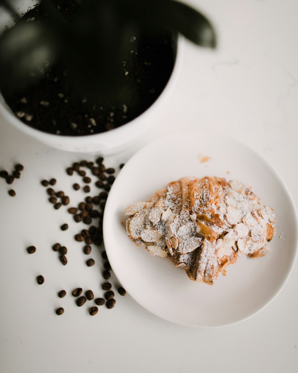 white ceramic plate with brown and white dish