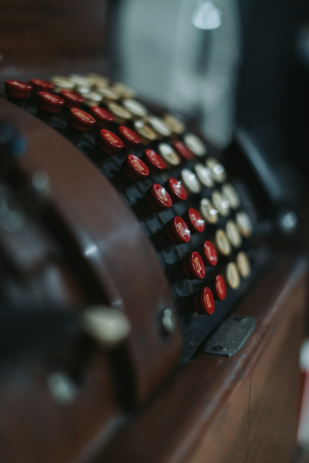 a close up of an old fashioned typewriter