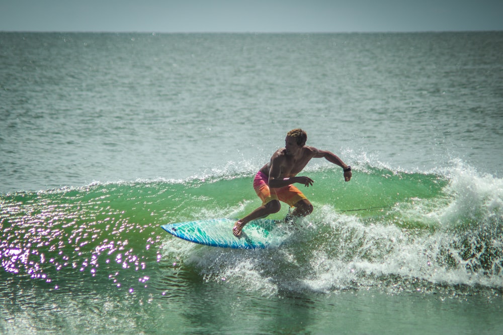 a man riding a wave on top of a surfboard