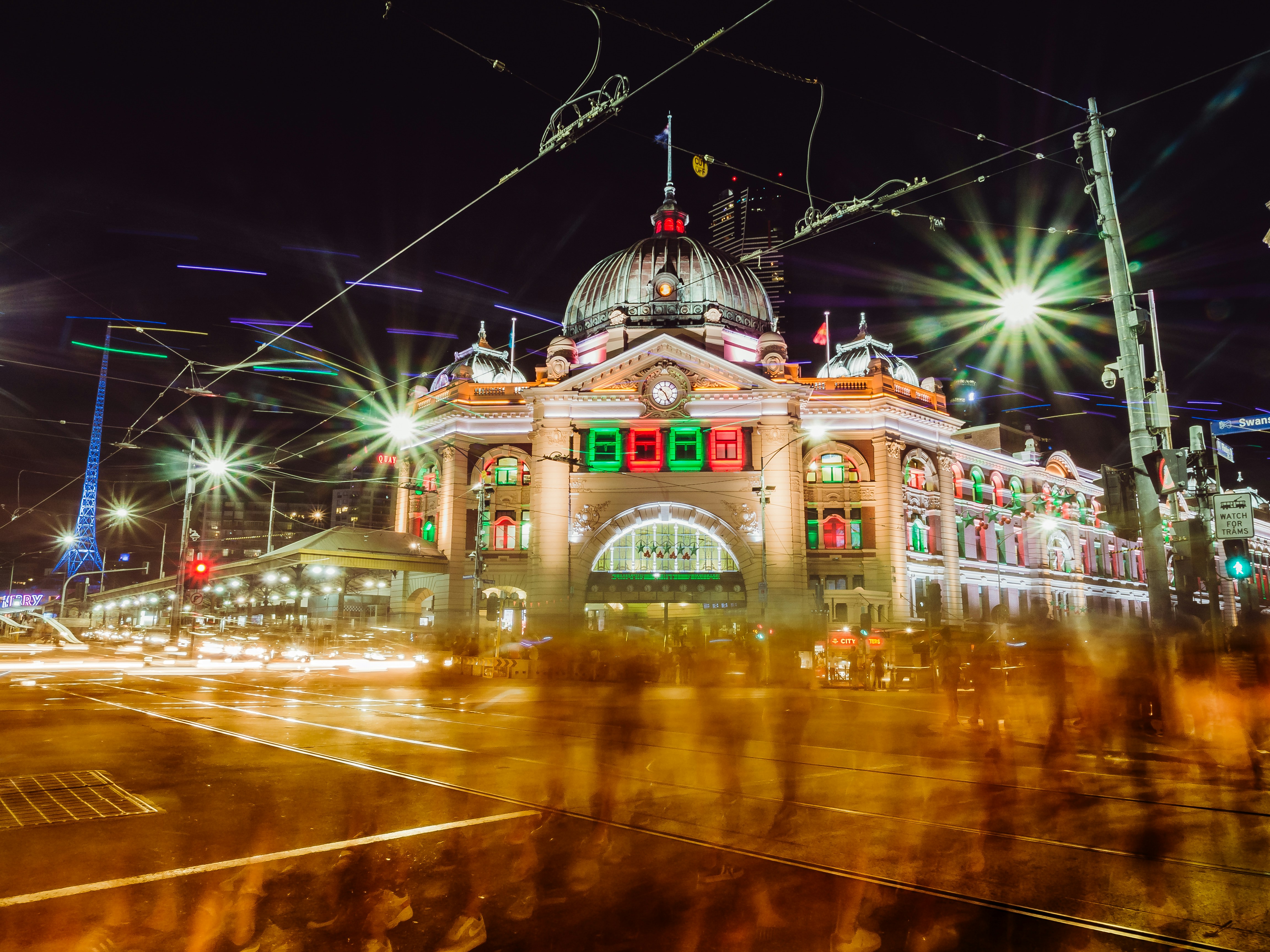 white and brown concrete building during night time