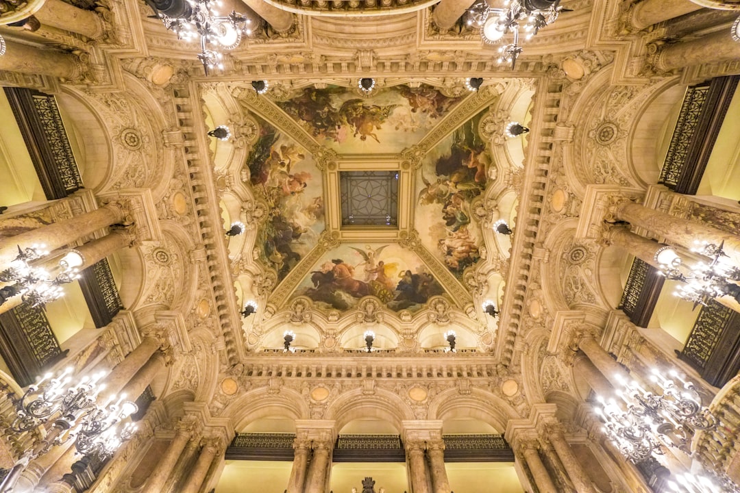 gold and white ceiling lamp