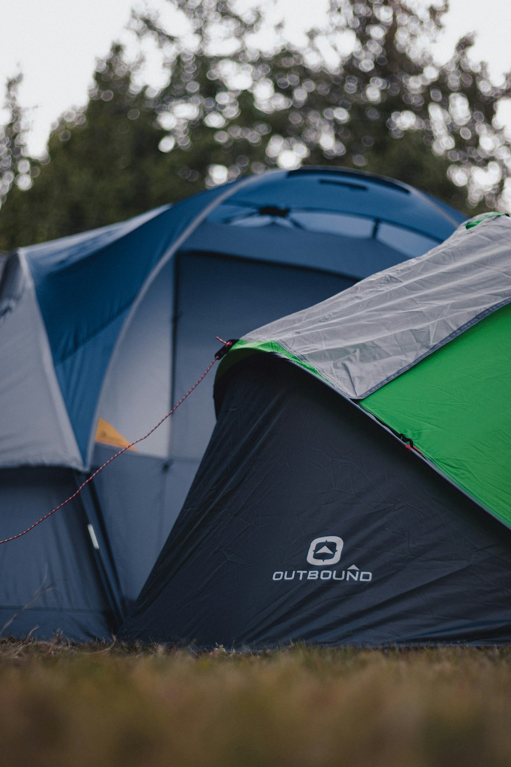 green and white dome tent