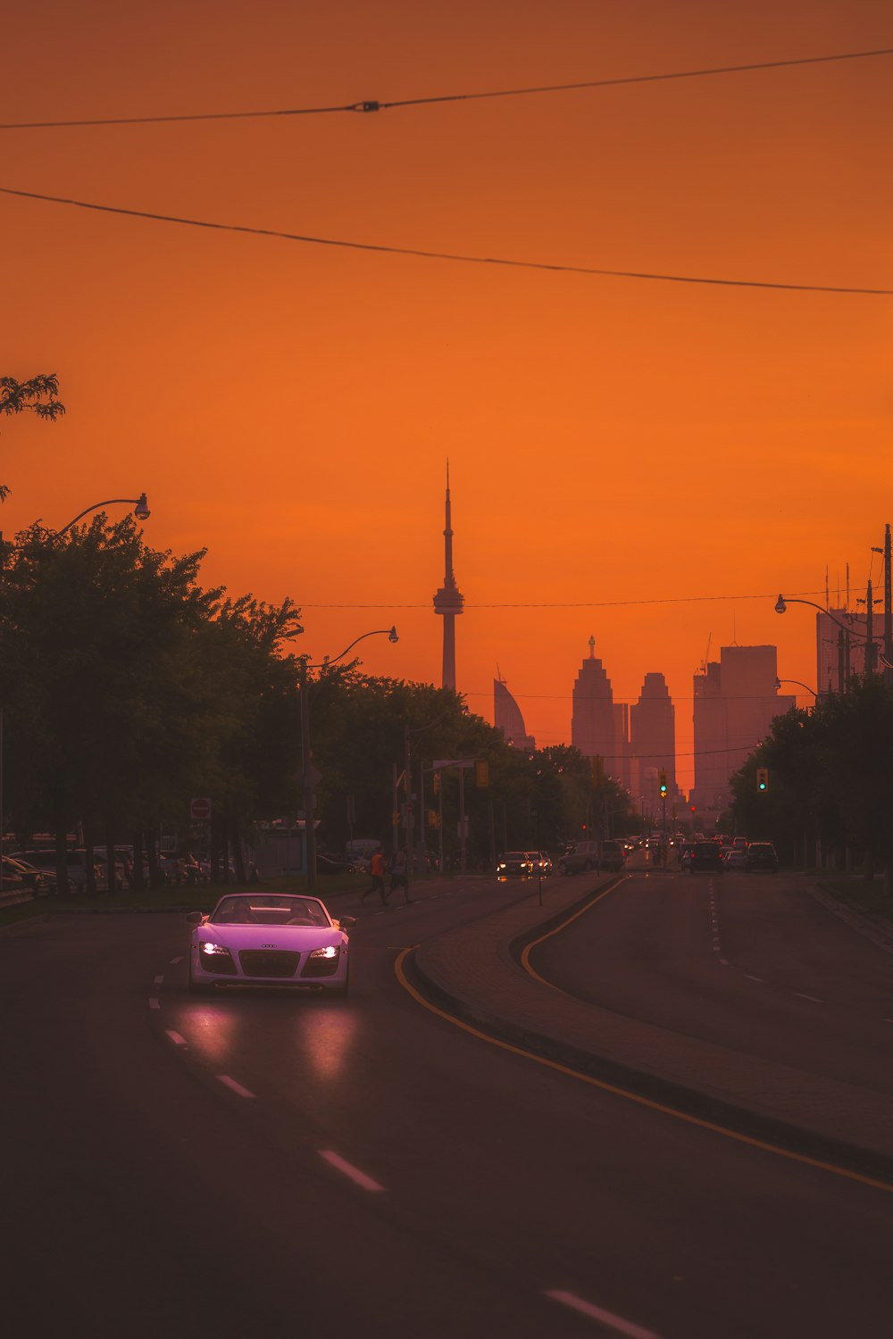 cars on road during sunset